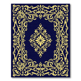 Ornate Navy Blue and Gold Floral Area Rug