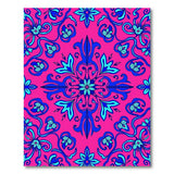 Vibrant Pink Teal Floral Ornate Area Rug