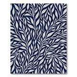 Navy Blue White Leaf Foliage Area Rug