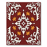 Ornate Red Persian Rug with Orange Maple Leaves