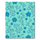 Teal Blue Floral Outline Area Rug