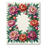 Vintage Peony Bloom Frame Area Rug