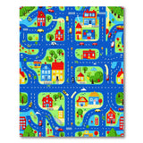 Multi-color and Patterns Kids Cartoon Town Roads Play Rug