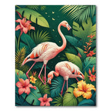 ODIKA Tropical Flamingo Washable Area Rug - Low Pile Non-Slip Indoor Carpet