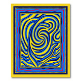 Vibrant Swirling Blue Yellow Abstract Area Rug