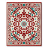 Red Persian Medallion Area Rug with Teal Accents