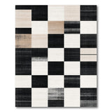 Black White Distressed Patchwork Area Rug