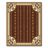 Ornate Gold Floral Border Burgundy Area Rug