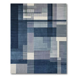 Indigo Blue Geometric Striped Area Rug