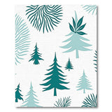 Teal Fir Tree Silhouette Area Rug