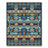 Southwestern Teal Blue Geometric Area Rug
