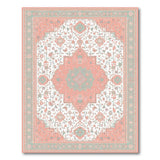 Coral Pink Teal Persian Medallion Area Rug