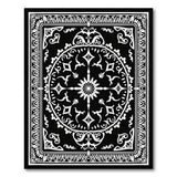 Traditional Persian Ornate Black White Persian Mandala Area Rug