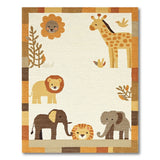 Adorable Cartoon Safari Animals Kids Rug