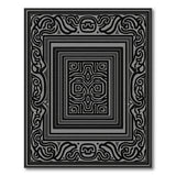 Ornate Grey Geometric Frame Area Rug