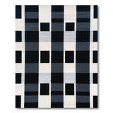 Bold Black White Geometric Check Area Rug