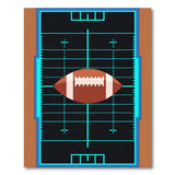 Teal Football Field Area Rug with Centered Ball