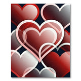 Layered Red Hearts Geometric Area Rug
