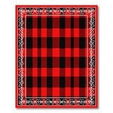 Red Black Buffalo Plaid Area Rug with Ornate Border