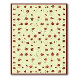 Red Floral Scatter on Pale Green Vintage Rug