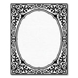 Ornate Oval Frame Black White Area Rug