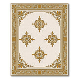 Ornate Gold Floral Cream Area Rug