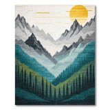 Teal Mountain Sunrise Washable Area Rug