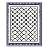 Blue and Teal Navy Blue Lattice Geometric Area Rug