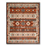 Orange Terracotta Grey Southwestern Geometric Rug