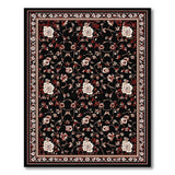 Black Rose Floral Vintage Area Rug