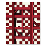 Bold Red Checkered Geometric Frame Rug