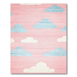 Playful Pixelated Clouds Pink Area Rug