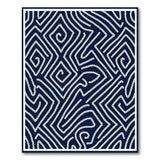 Geometric Modern Blue and Teal Navy Blue Geometric Maze Area Rug