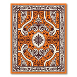 Vintage Orange Damask Floral Area Rug