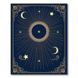 Ornate Celestial Navy Sunburst Stars Area Rug