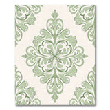 Elegant Sage Green Damask Floral Area Rug