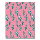 Blush Pink Teal Fern Leaf Area Rug