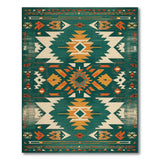 Multi-color and Patterns Teal Southwestern Geometric Area Rug