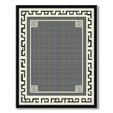 Greek Key Black Border Gray Area Rug