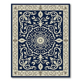 Blue and Teal Navy Blue Persian Floral Medallion Area Rug