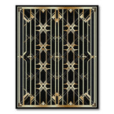 Art Deco Black Gold Geometric Area Rug