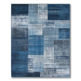 Navy Blue Tribal Patchwork Area Rug