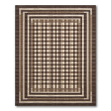 Brown Tan Checkered Plaid Area Rug