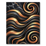 Golden Swirl Black Marble Abstract Rug