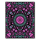 Vibrant Pink Teal Floral Mandala Rug
