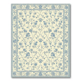 Blue and Teal Blue Chinoiserie Peony Floral Area Rug