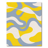 Wavy Yellow and Blue Abstract Area Rug