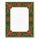 Ornate Red Poinsettia Border Area Rug