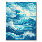 Coastal Beach Blue Ocean Waves Coastal Area Rug