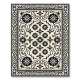 Beige and Neutral Intricate Black Floral Persian Area Rug